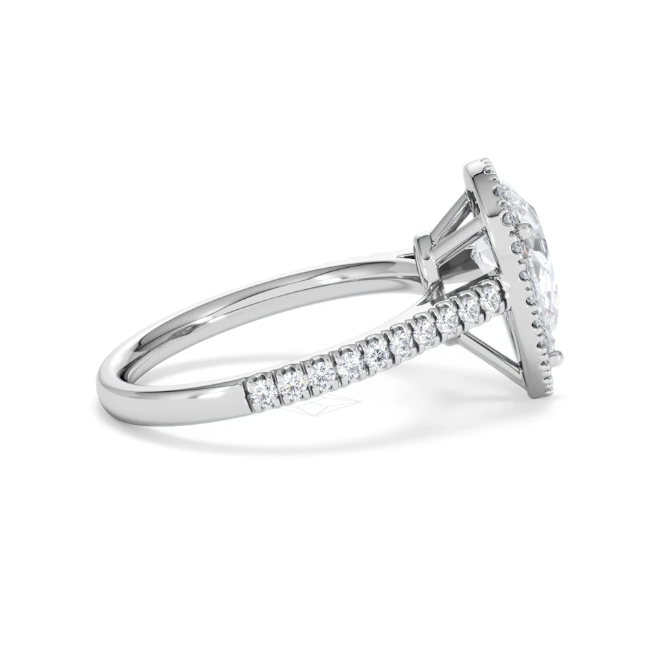 Diana Lab Diamond Pear Halo Engagement Ring Platinum 2.10ct F/VS1