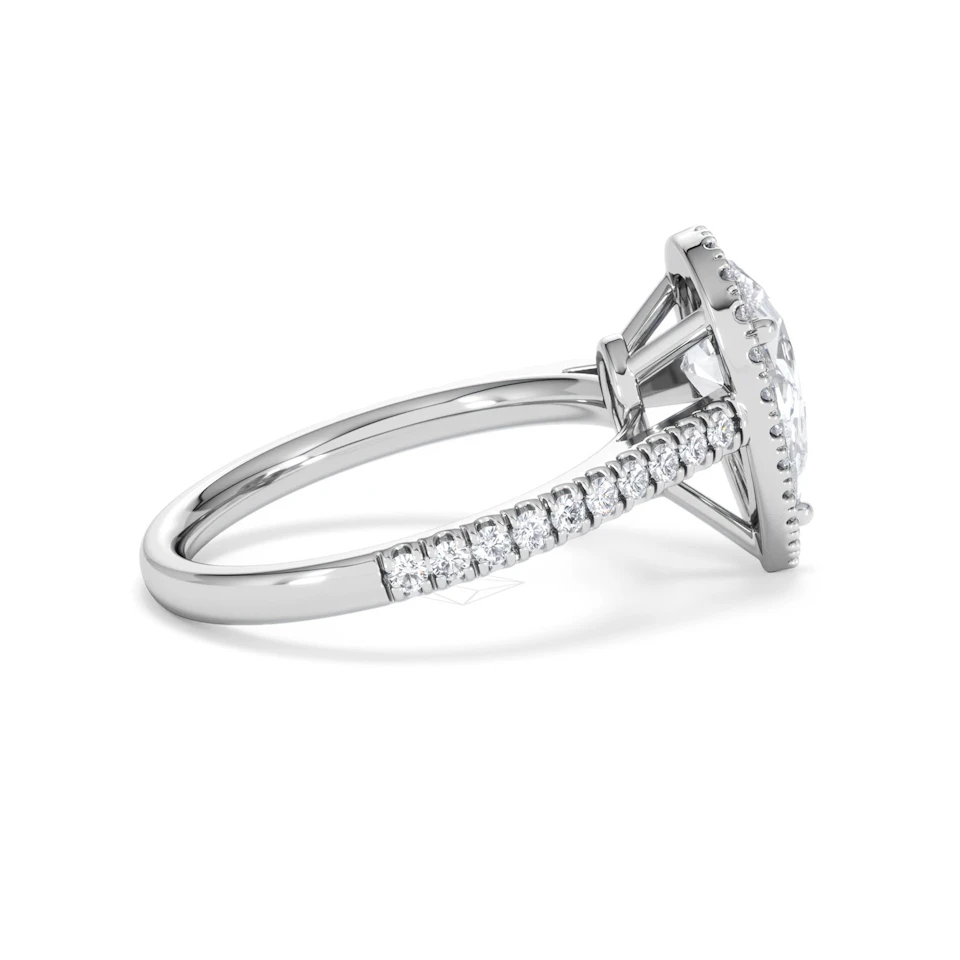 Diana Lab Diamond Pear Halo Engagement Ring Platinum 2.10ct F/VS1