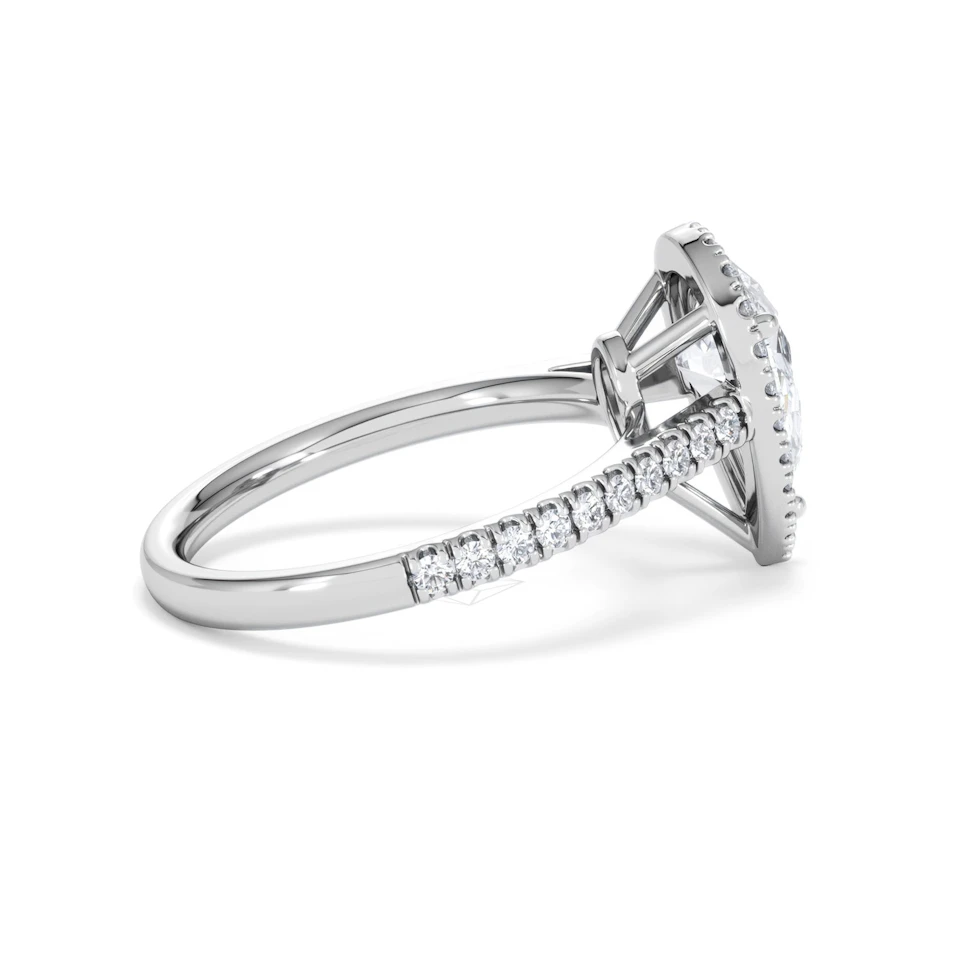 Diana Lab Diamond Pear Halo Engagement Ring 18KW Gold 2.10ct F/VS1