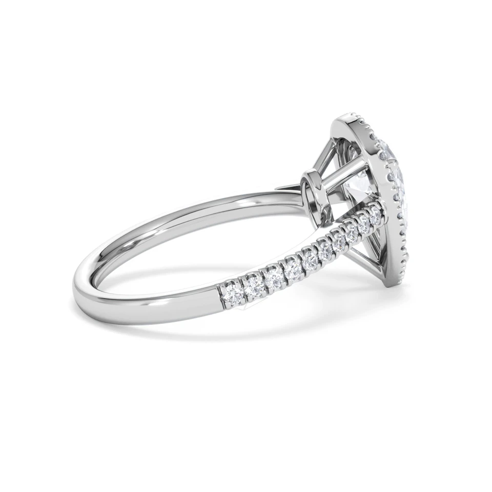 Diana Lab Diamond Pear Halo Engagement Ring Platinum 2.10ct F/VS1