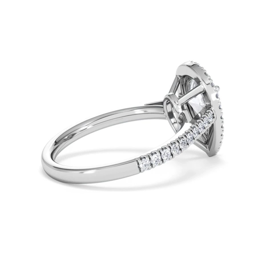 Diana Lab Diamond Pear Halo Engagement Ring 18KW Gold 2.10ct F/VS1