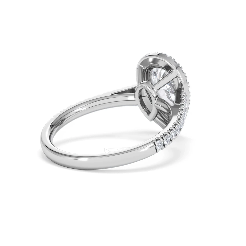 Diana Lab Diamond Pear Halo Engagement Ring 18KW Gold 2.10ct F/VS1