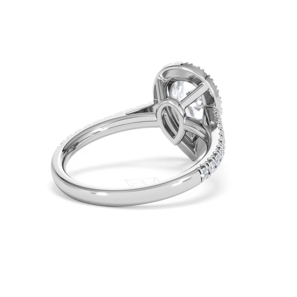 Diana Lab Diamond Pear Halo Engagement Ring 18KW Gold 2.10ct F/VS1