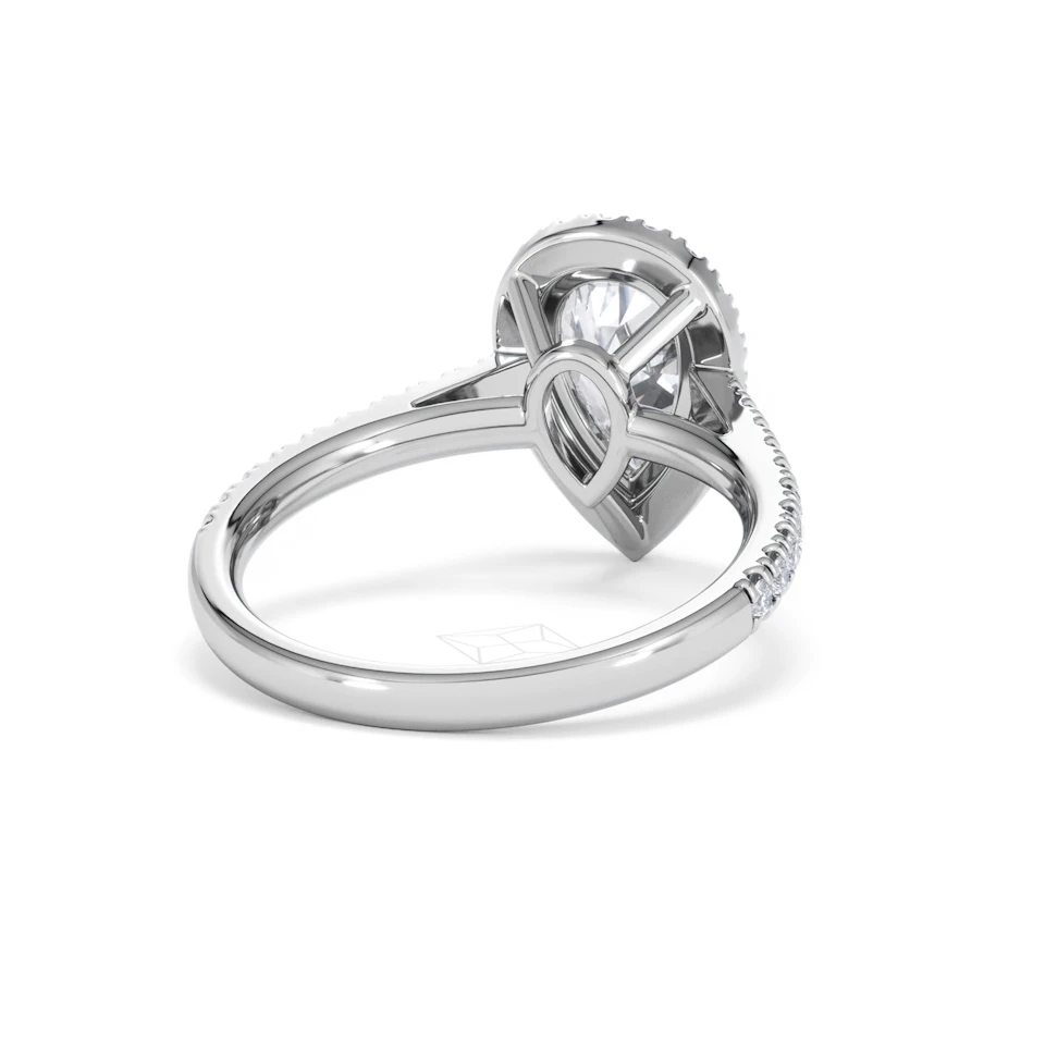 Diana Lab Diamond Pear Halo Engagement Ring 18KW Gold 2.10ct F/VS1