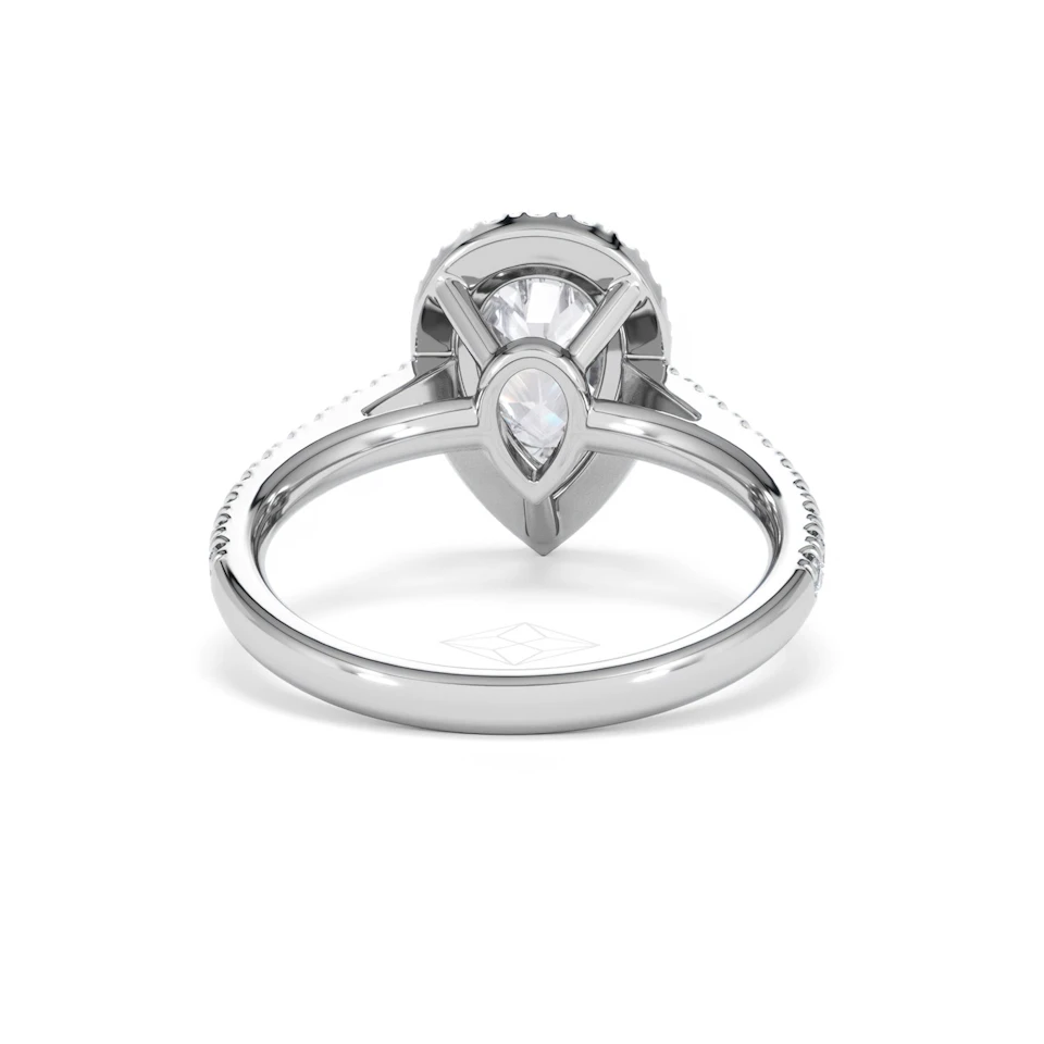 Diana Lab Diamond Pear Halo Engagement Ring Platinum 2.10ct F/VS1