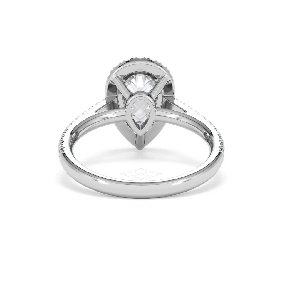 Diana Lab Diamond Pear Halo Engagement Ring 18KW Gold 2.10ct F/VS1