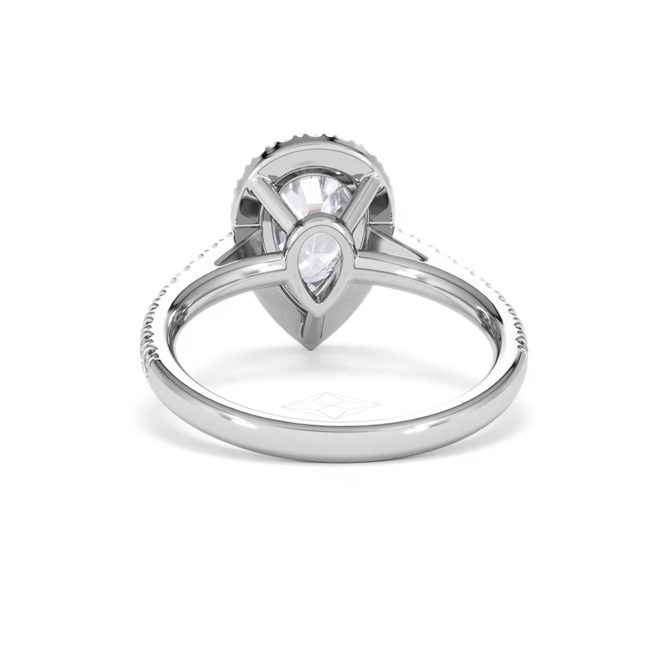 Diana Lab Diamond Pear Halo Engagement Ring 18KW Gold 2.10ct F/VS1