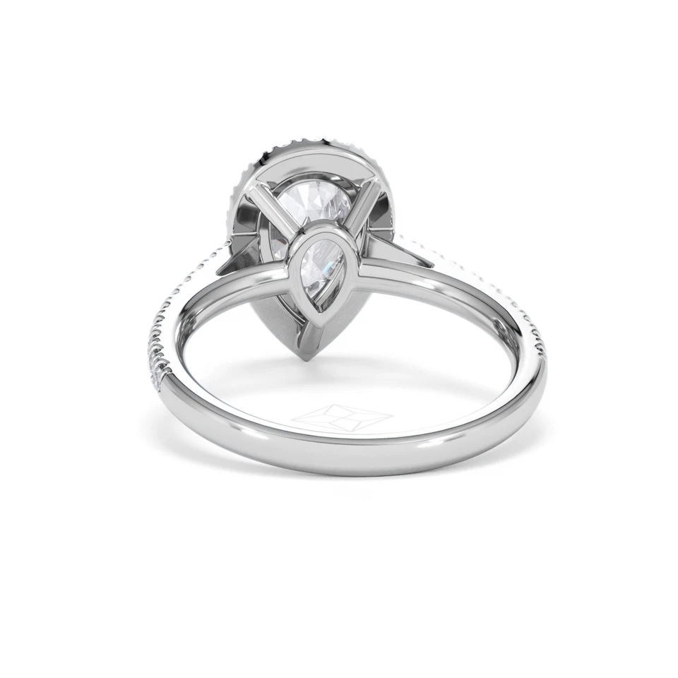 Diana Lab Diamond Pear Halo Engagement Ring 18KW Gold 2.10ct F/VS1