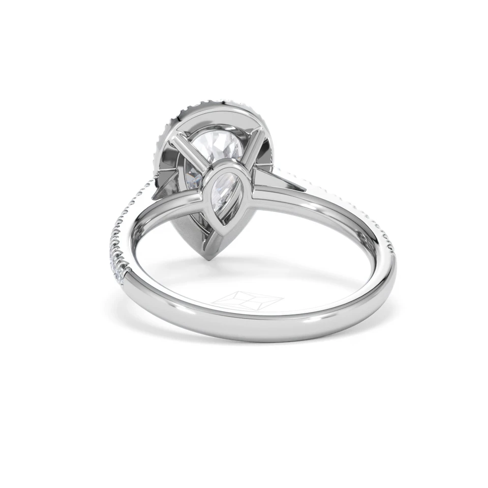 Diana Lab Diamond Pear Halo Engagement Ring 18KW Gold 2.10ct F/VS1