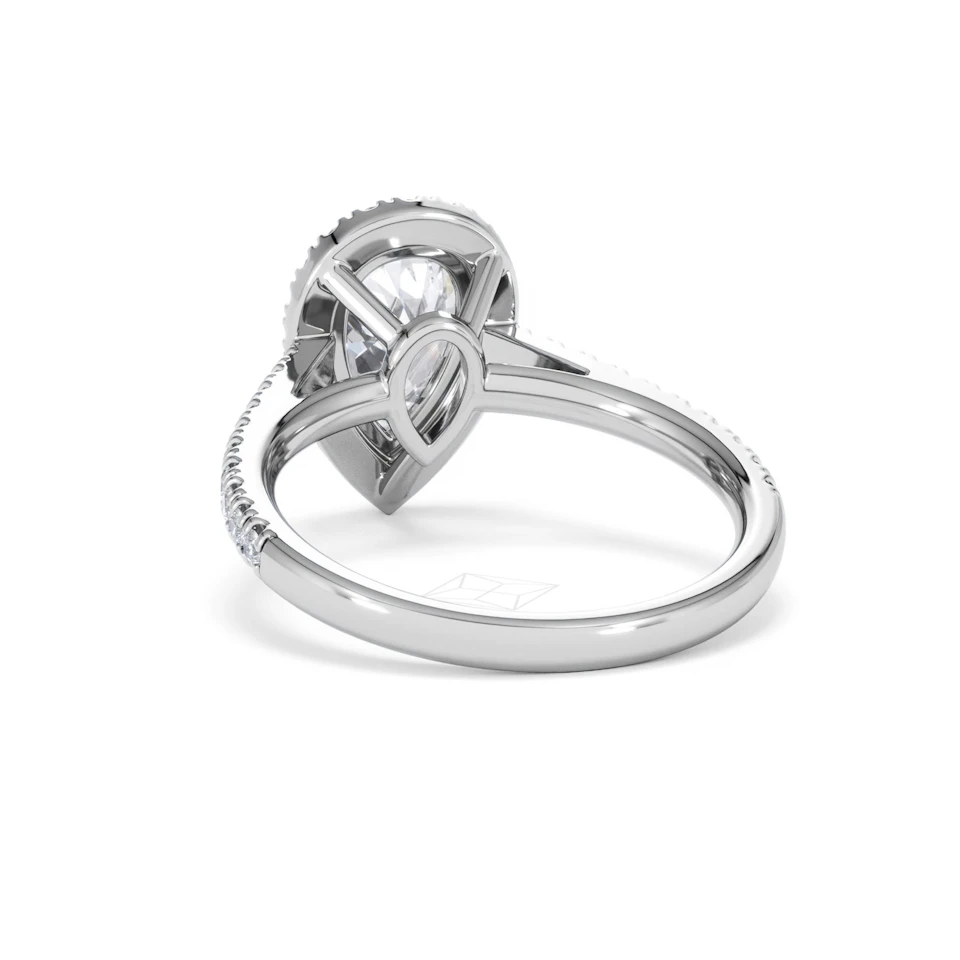 Diana Lab Diamond Pear Halo Engagement Ring 18KW Gold 2.10ct F/VS1