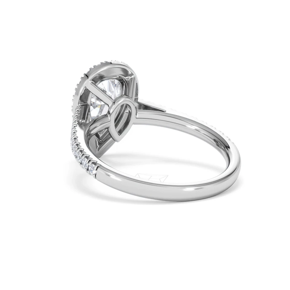 Diana Lab Diamond Pear Halo Engagement Ring 18KW Gold 2.10ct F/VS1