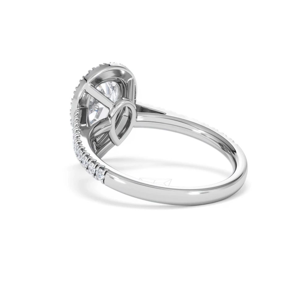 Diana Lab Diamond Pear Halo Engagement Ring 18KW Gold 2.10ct F/VS1