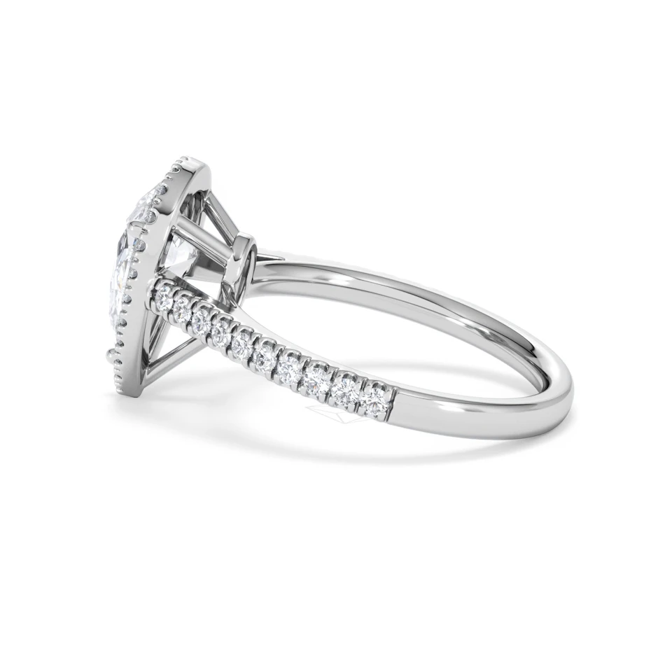 Diana Lab Diamond Pear Halo Engagement Ring Platinum 2.10ct F/VS1