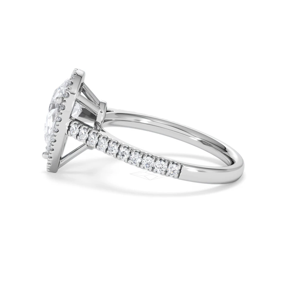 Diana Lab Diamond Pear Halo Engagement Ring Platinum 2.10ct F/VS1