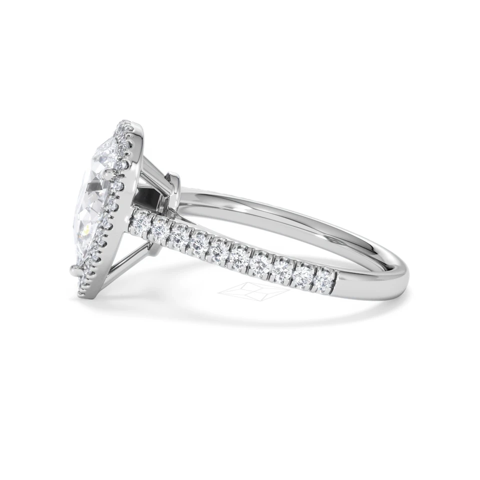 Diana Lab Diamond Pear Halo Engagement Ring Platinum 2.10ct F/VS1