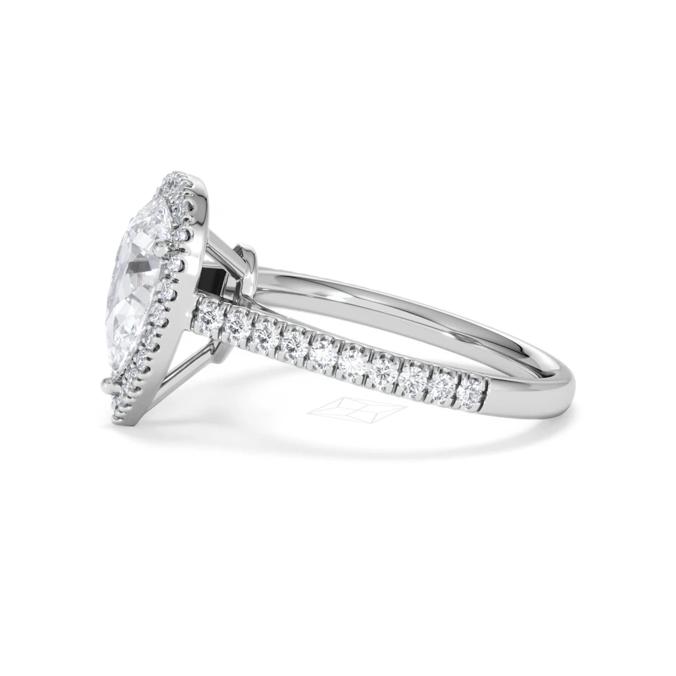 Diana Lab Diamond Pear Halo Engagement Ring 18KW Gold 2.10ct F/VS1
