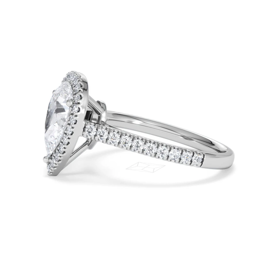 Diana Lab Diamond Pear Halo Engagement Ring Platinum 2.10ct F/VS1