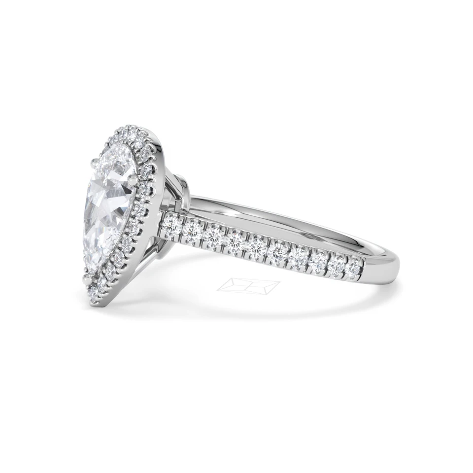 Diana Lab Diamond Pear Halo Engagement Ring Platinum 2.10ct F/VS1