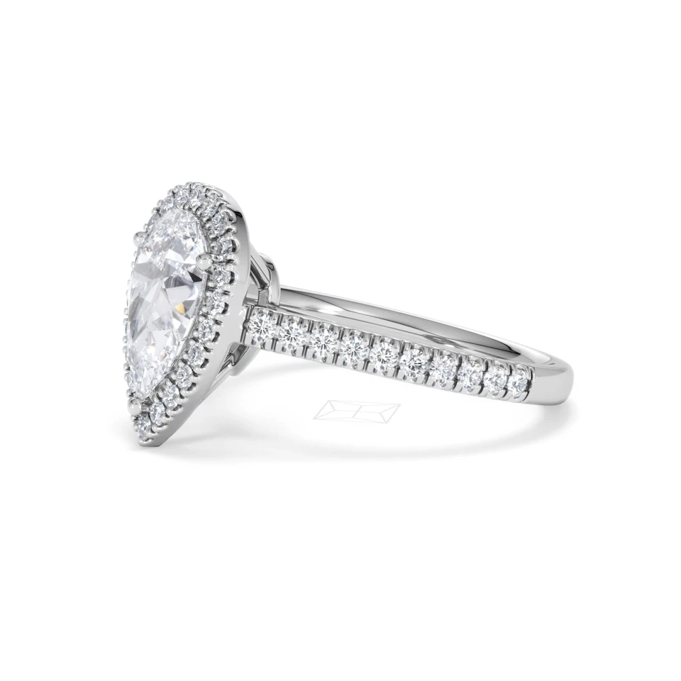 Diana Lab Diamond Pear Halo Engagement Ring Platinum 2.10ct F/VS1