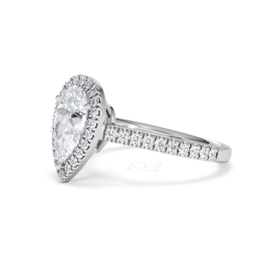 Diana Lab Diamond Pear Halo Engagement Ring Platinum 2.10ct F/VS1