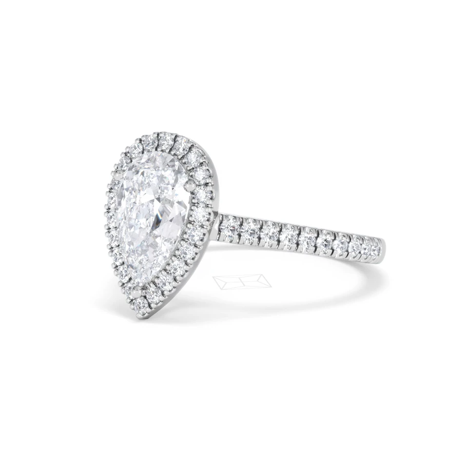 Diana Lab Diamond Pear Halo Engagement Ring Platinum 2.10ct F/VS1