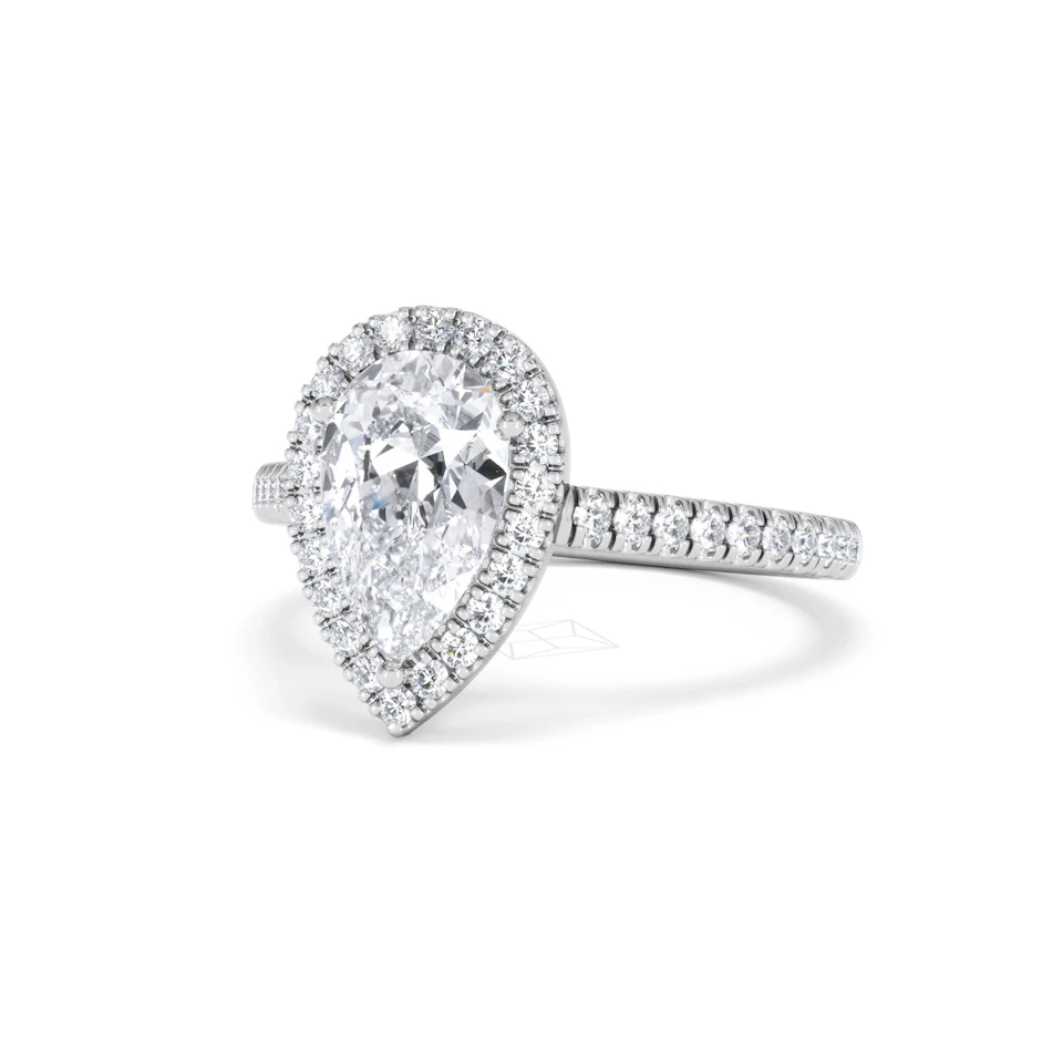 Diana Lab Diamond Pear Halo Engagement Ring Platinum 2.10ct F/VS1