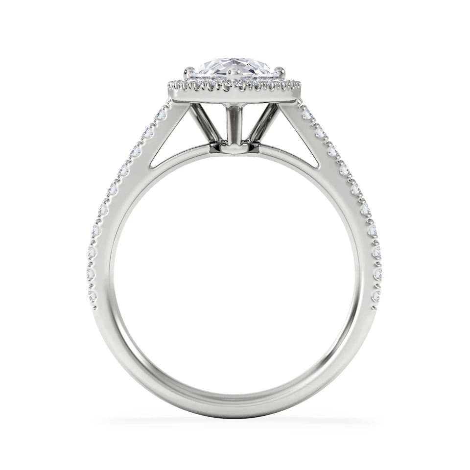 Diana Lab Diamond Pear Halo Engagement Ring 18KW Gold 2.10ct F/VS1