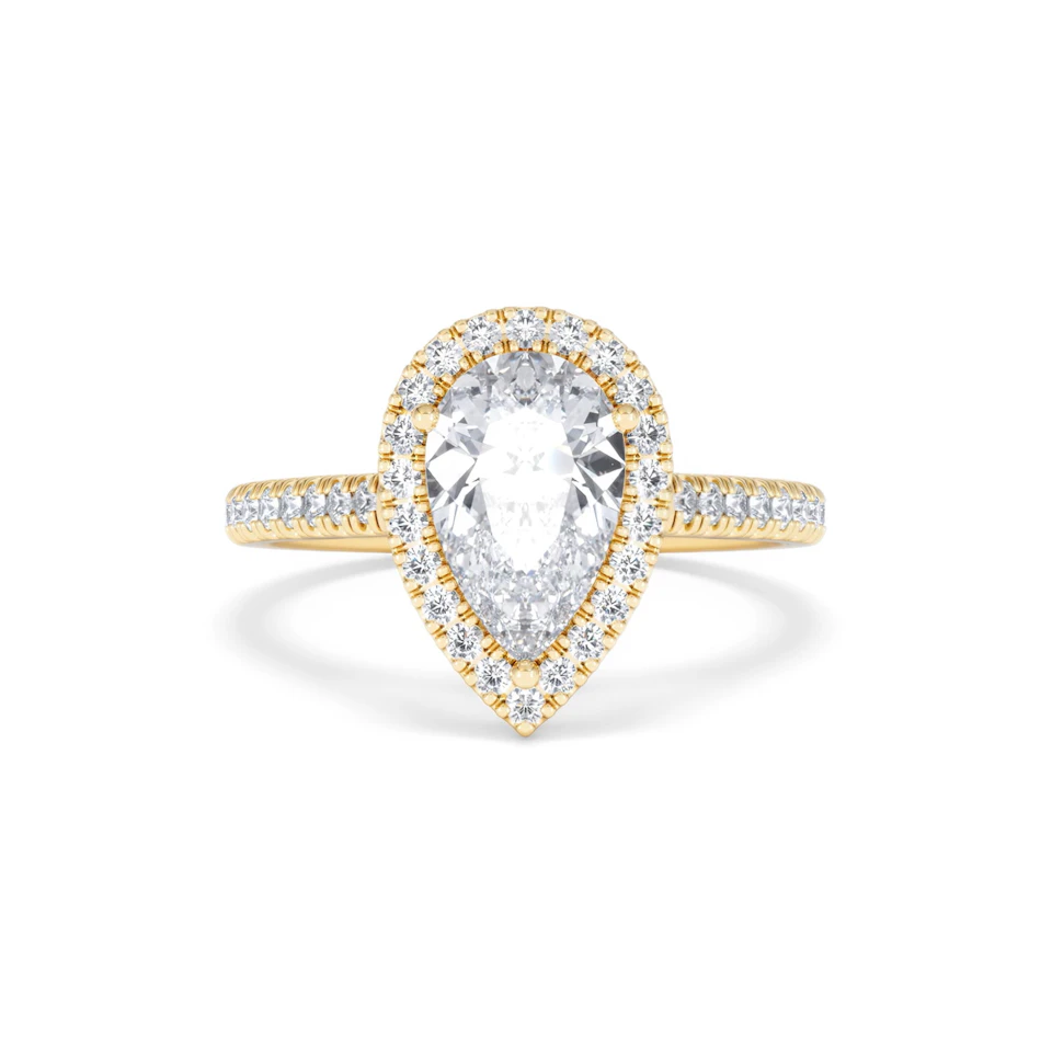Diana Lab Diamond Pear Halo Engagement Ring in 18K Gold 2.10ct F/VS1