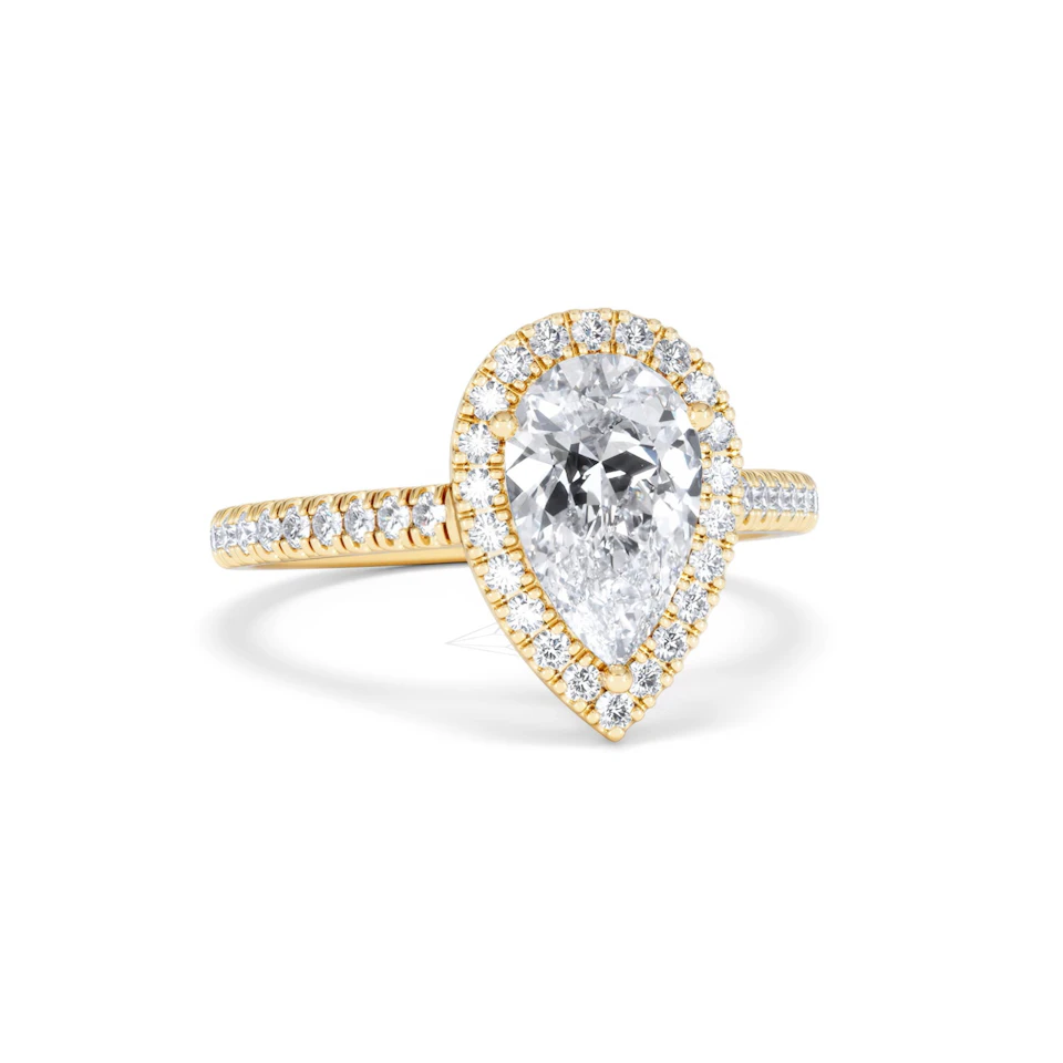 Diana Lab Diamond Pear Halo Engagement Ring in 18K Gold 2.10ct F/VS1