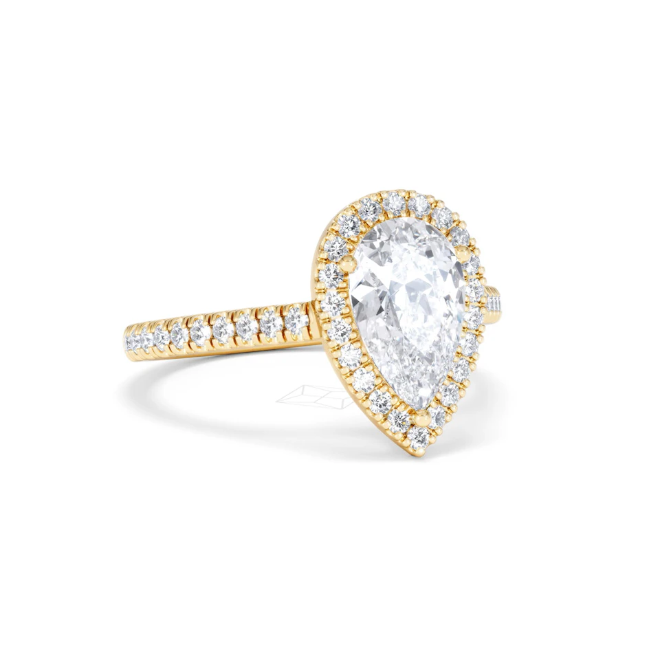 Diana Lab Diamond Pear Halo Engagement Ring in 18K Gold 2.10ct F/VS1