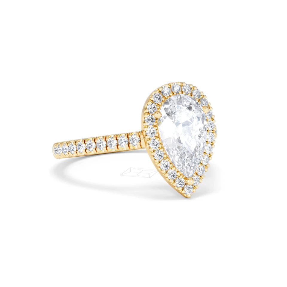 Diana Lab Diamond Pear Halo Engagement Ring in 18K Gold 2.10ct F/VS1