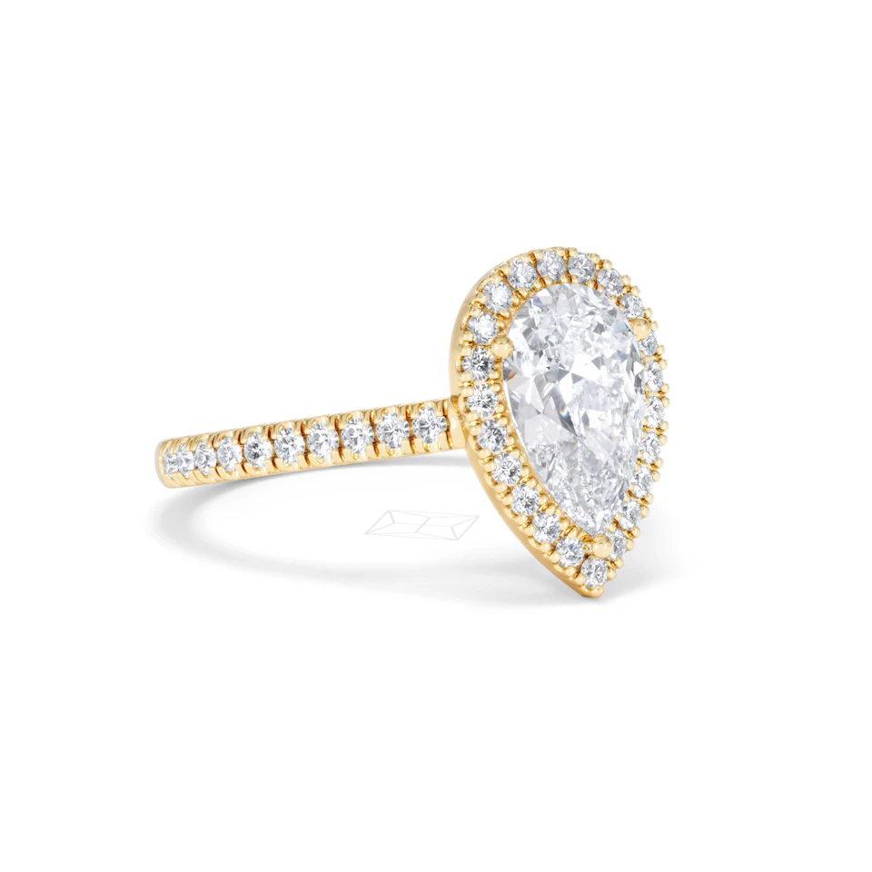 Diana Lab Diamond Pear Halo Engagement Ring in 18K Gold 2.10ct F/VS1