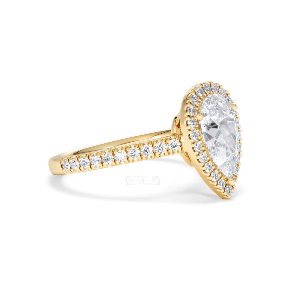 Diana Lab Diamond Pear Halo Engagement Ring in 18K Gold 2.10ct F/VS1