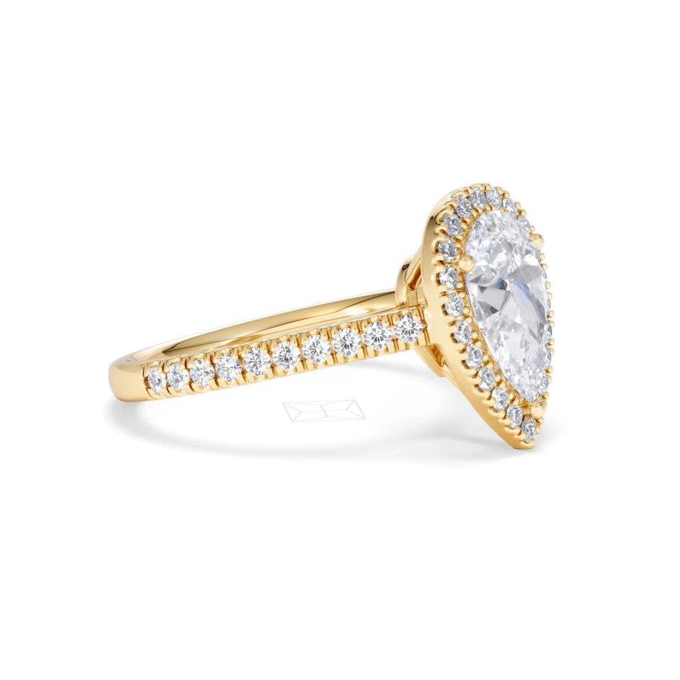 Diana Lab Diamond Pear Halo Engagement Ring in 18K Gold 2.10ct F/VS1