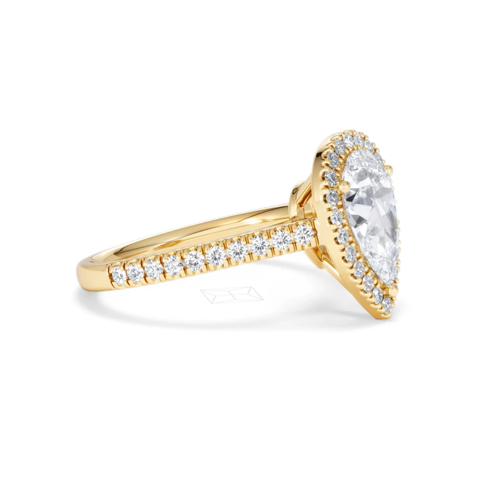 Diana Lab Diamond Pear Halo Engagement Ring in 18K Gold 2.10ct F/VS1