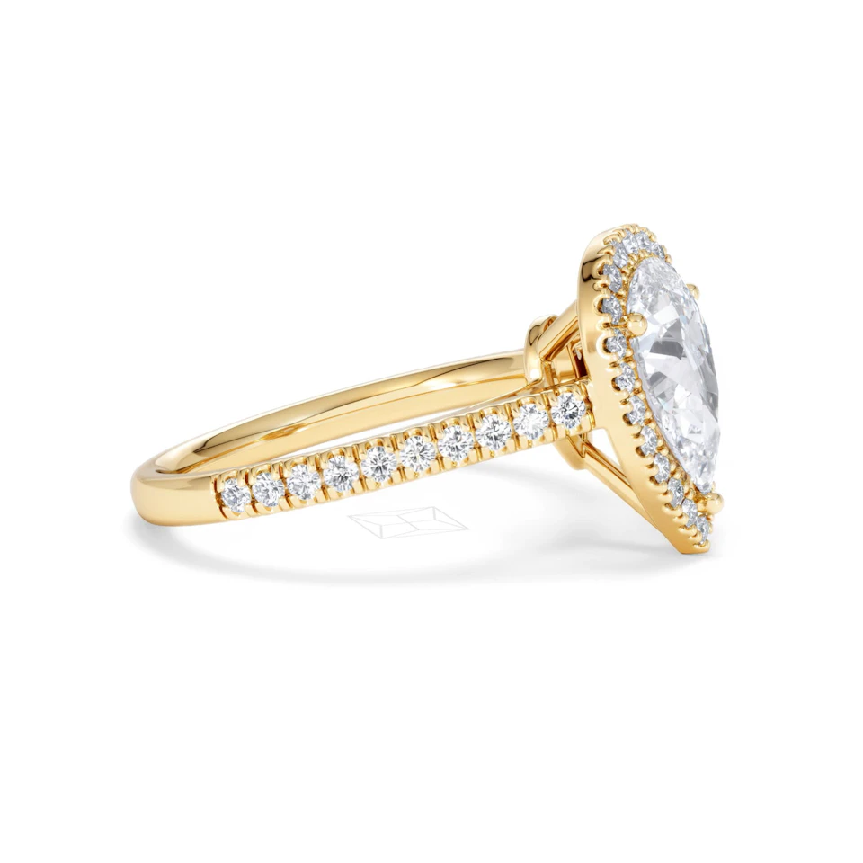 Diana Lab Diamond Pear Halo Engagement Ring in 18K Gold 2.10ct F/VS1