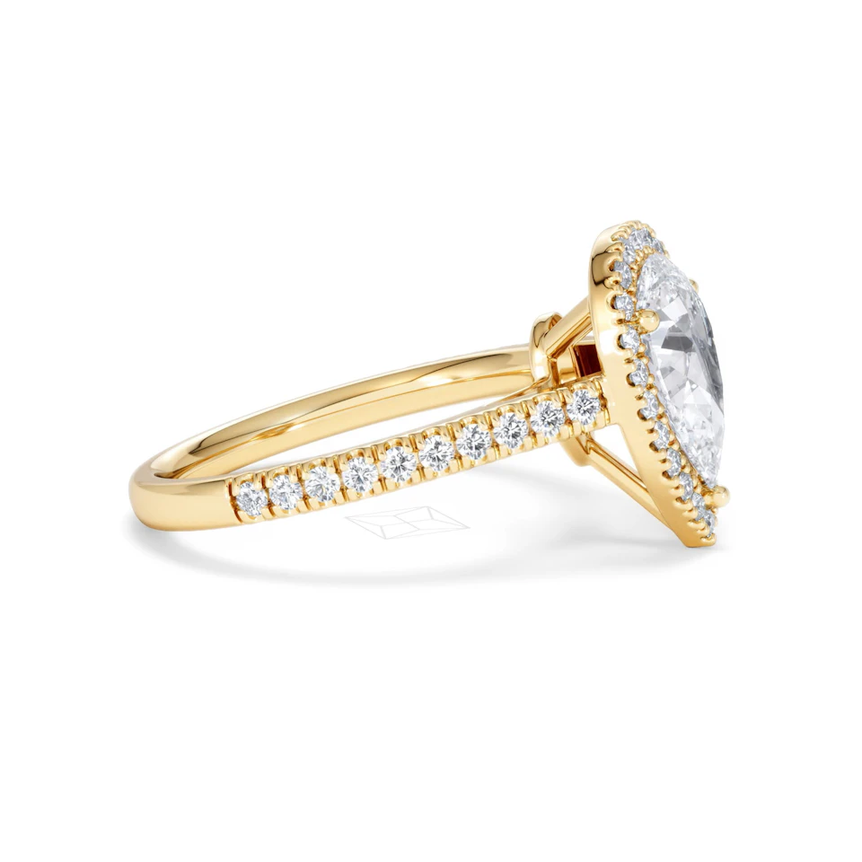 Diana Lab Diamond Pear Halo Engagement Ring in 18K Gold 2.10ct F/VS1