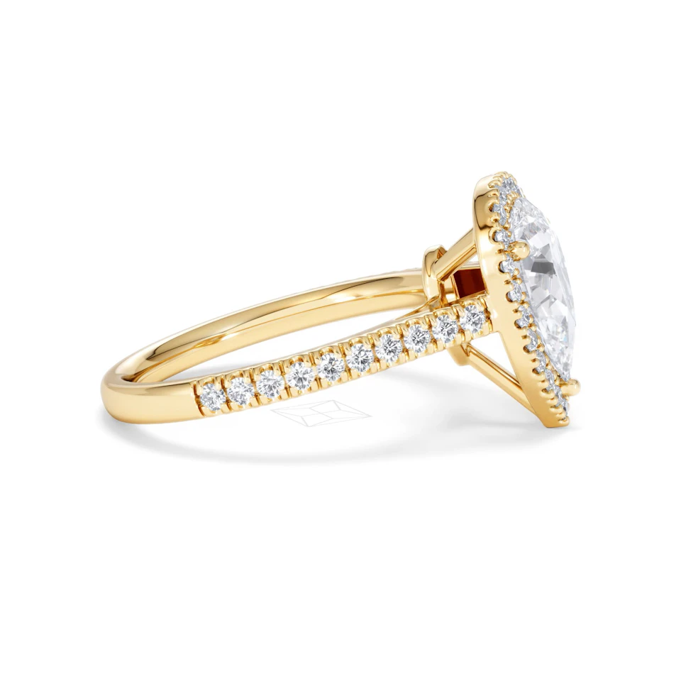 Diana Lab Diamond Pear Halo Engagement Ring in 18K Gold 2.10ct F/VS1