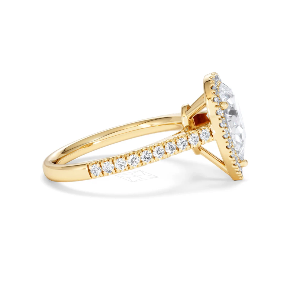 Diana Lab Diamond Pear Halo Engagement Ring in 18K Gold 2.10ct F/VS1