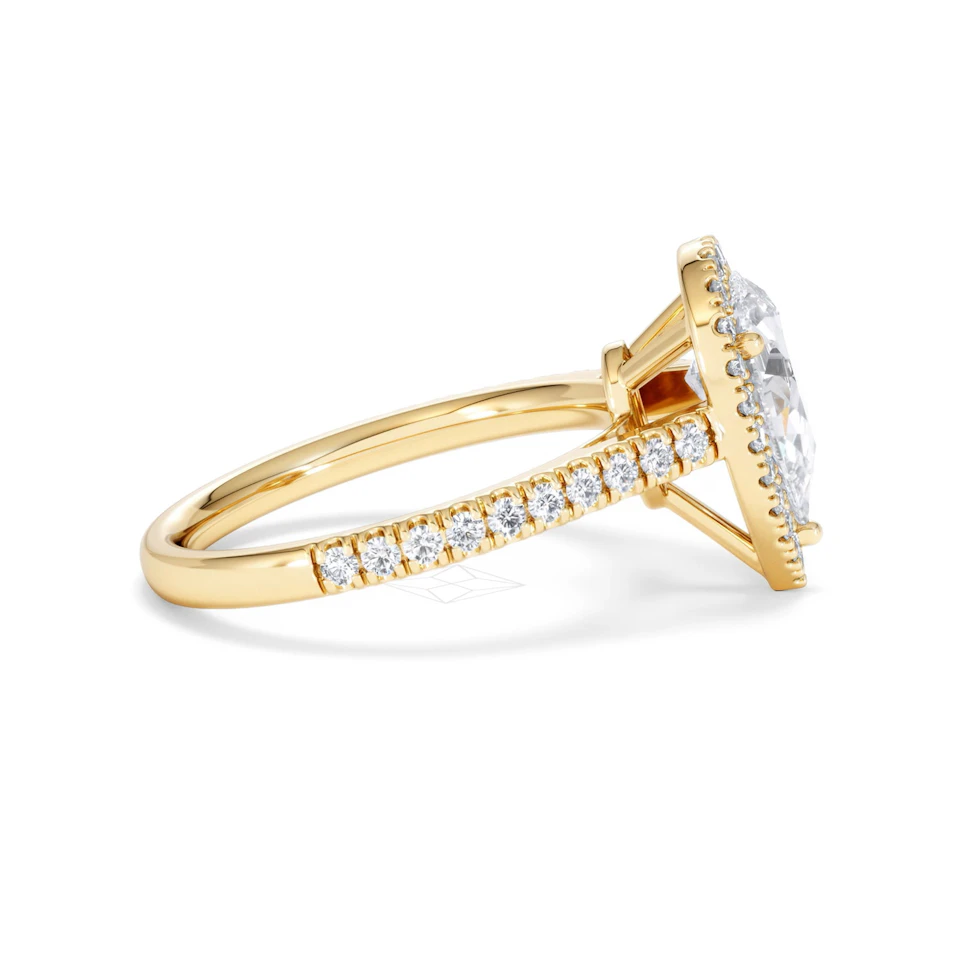 Diana Lab Diamond Pear Halo Engagement Ring in 18K Gold 2.10ct F/VS1