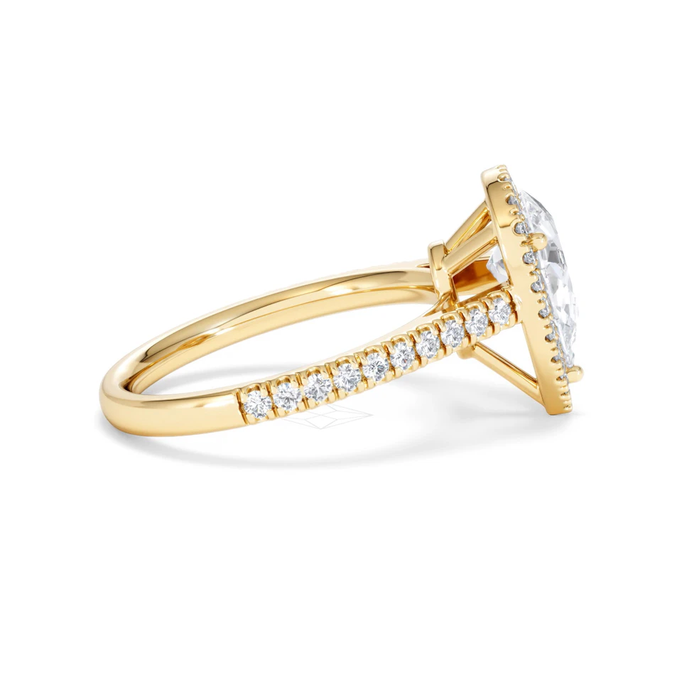 Diana Lab Diamond Pear Halo Engagement Ring in 18K Gold 2.10ct F/VS1