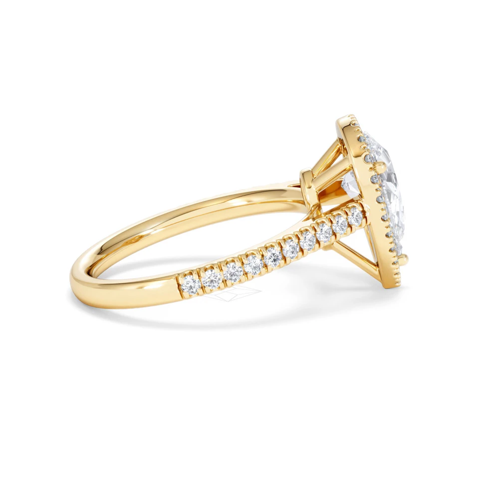 Diana Lab Diamond Pear Halo Engagement Ring in 18K Gold 2.10ct F/VS1