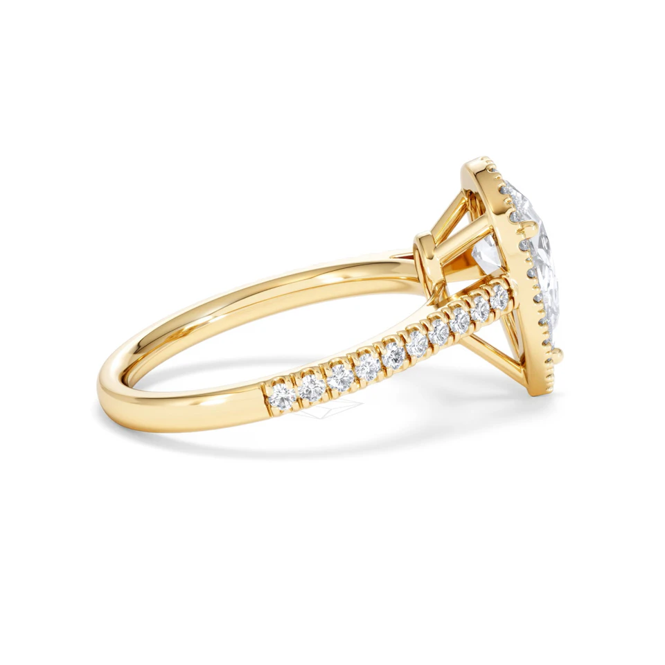 Diana Lab Diamond Pear Halo Engagement Ring in 18K Gold 2.10ct F/VS1