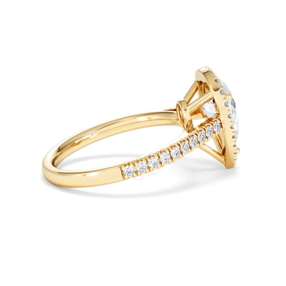 Diana Lab Diamond Pear Halo Engagement Ring in 18K Gold 2.10ct F/VS1