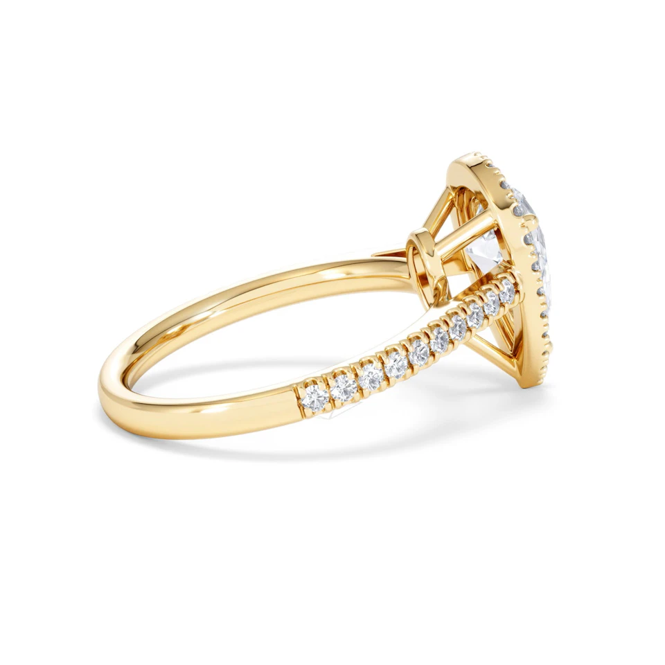 Diana Lab Diamond Pear Halo Engagement Ring in 18K Gold 2.10ct F/VS1