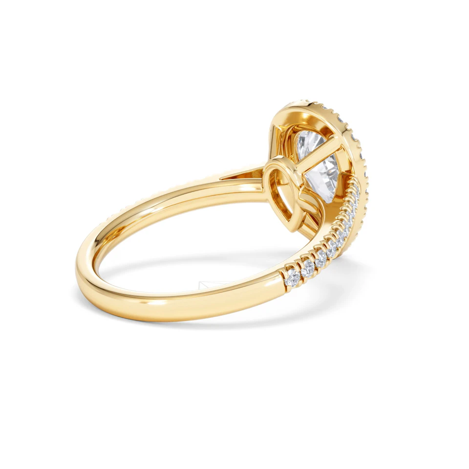 Diana Lab Diamond Pear Halo Engagement Ring in 18K Gold 2.10ct F/VS1