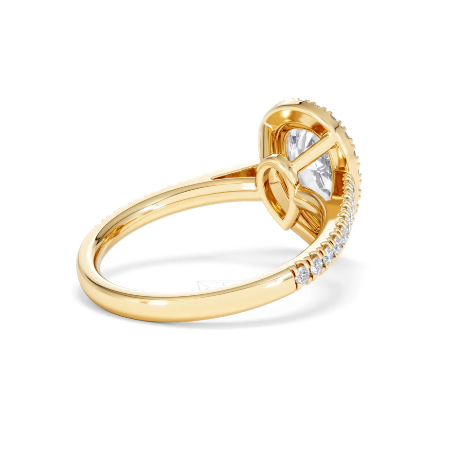 Diana Lab Diamond Pear Halo Engagement Ring in 18K Gold 2.10ct F/VS1