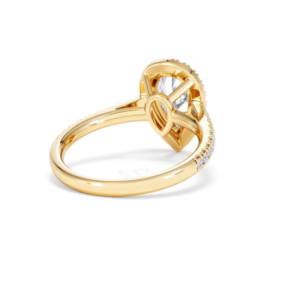 Diana Lab Diamond Pear Halo Engagement Ring in 18K Gold 2.10ct F/VS1