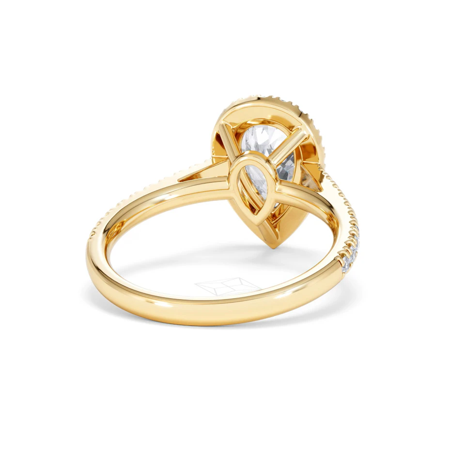 Diana Lab Diamond Pear Halo Engagement Ring in 18K Gold 2.10ct F/VS1