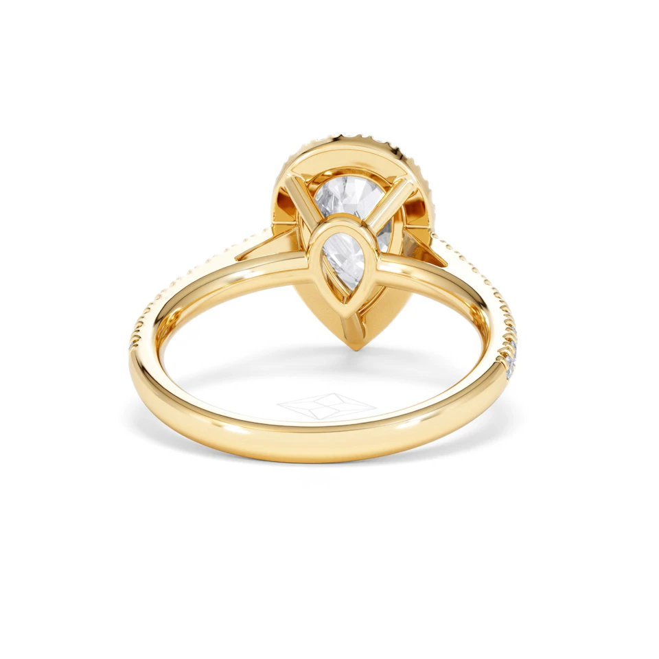 Diana Lab Diamond Pear Halo Engagement Ring in 18K Gold 2.10ct F/VS1
